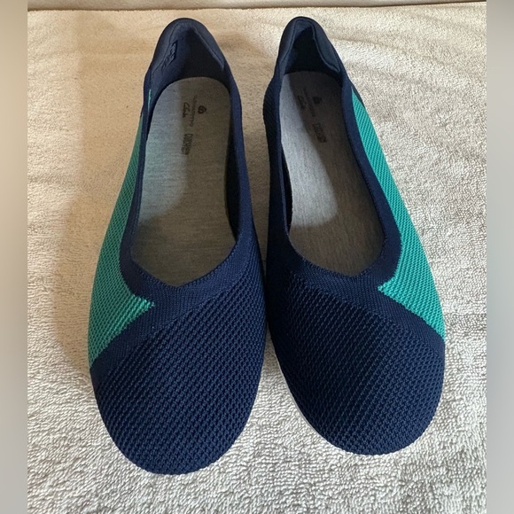 Women's Clarks Cloudsteppers Carly Wish Ballet Flats Navy/Green Size 10M - Picture 1 of 7